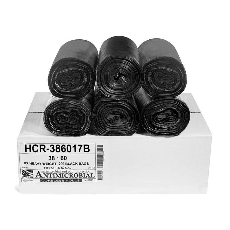 8/25/cs 38x60 17mic Black Can Liner on Roll
