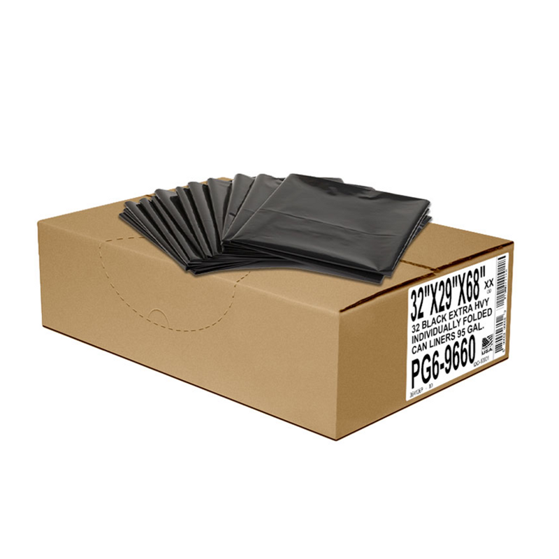 32/cs 2 mil Black 32x29x68 96 Gal Curbside Receptacle Liner