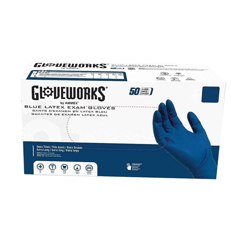 Gloves P/F BLUE Latex HD MD 50/BX