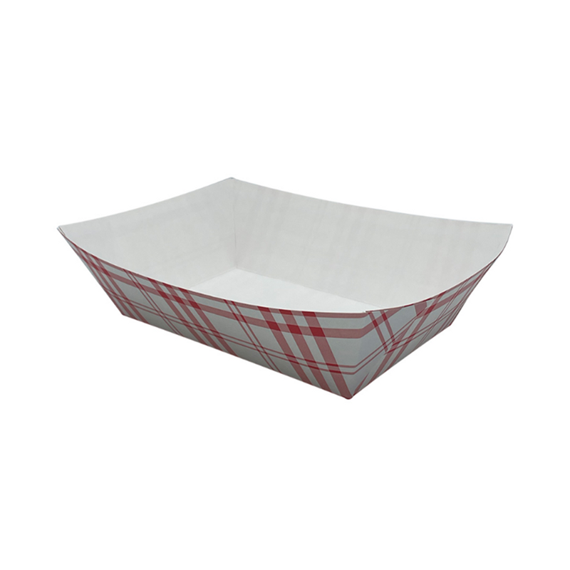 4/250 2 Lb Red Plaid Paper Food Tray