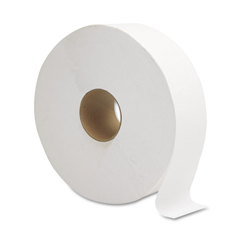 JRT Jumbo Bath Tissue, Septic Safe, 1-Ply, White, 10" dia, 6 Rolls/Carton