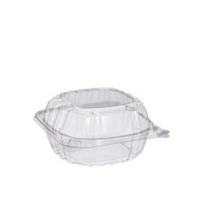500/cs 6"x5 3/4" Clear Hinge Lid Container
