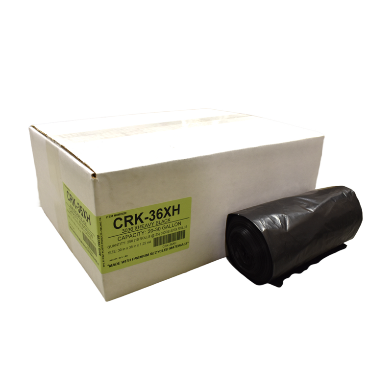 100/cs 30x36 1.25 mil black liner roll