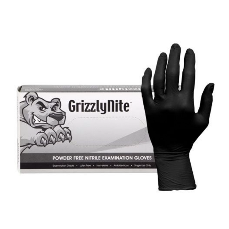 Gloves MEDIUM Hand Armor Nitrile P/F black 100/box H.D. 6-Mil