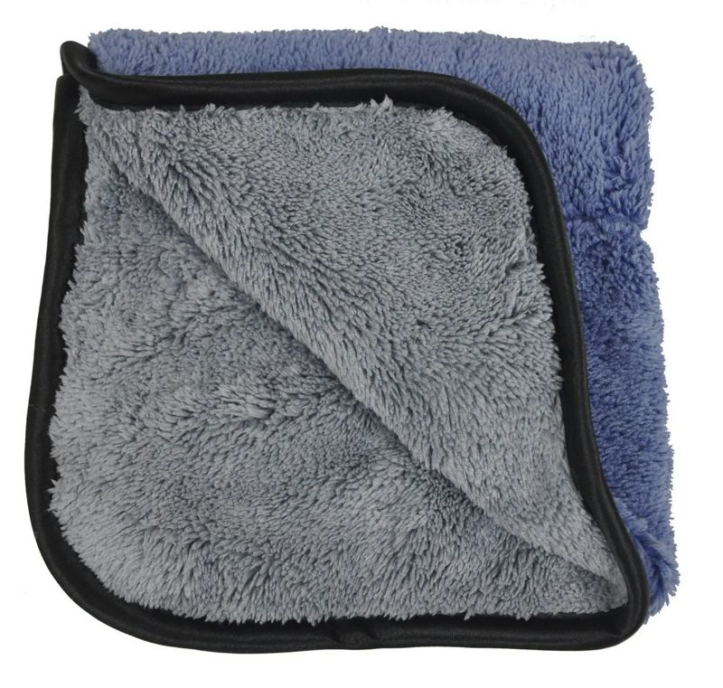 Black twisted loop, (Microfiber) ( super towel) blue soft Coral Fleece, black trim, 1000 GSM