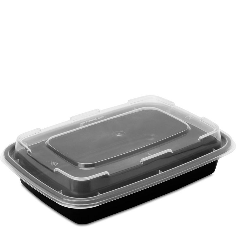 150/cs 16oz Rectangular Microwave Container Black Bottom/Clear Top