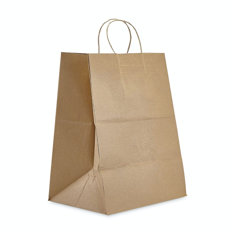 200/bdl 12"x9"x16" Handle Paper Sack 65lb Basis Wt