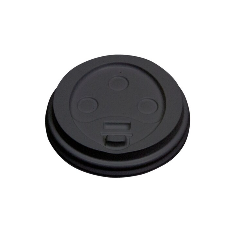 10/100/cs Black Dome Lid for 8oz paper Hot Cup