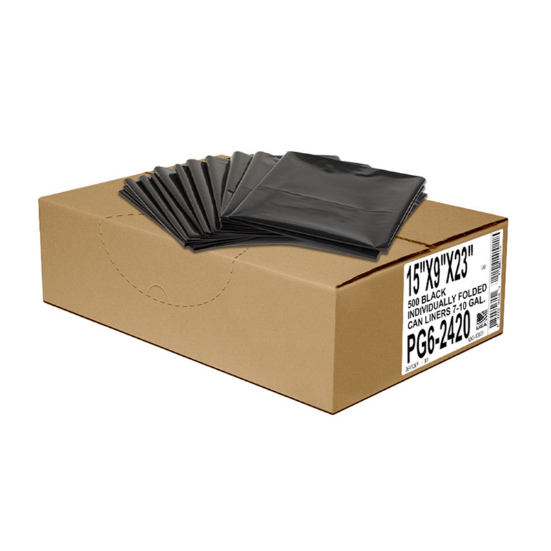 500/cs 7-10 Gal Black Liner 1.2mil