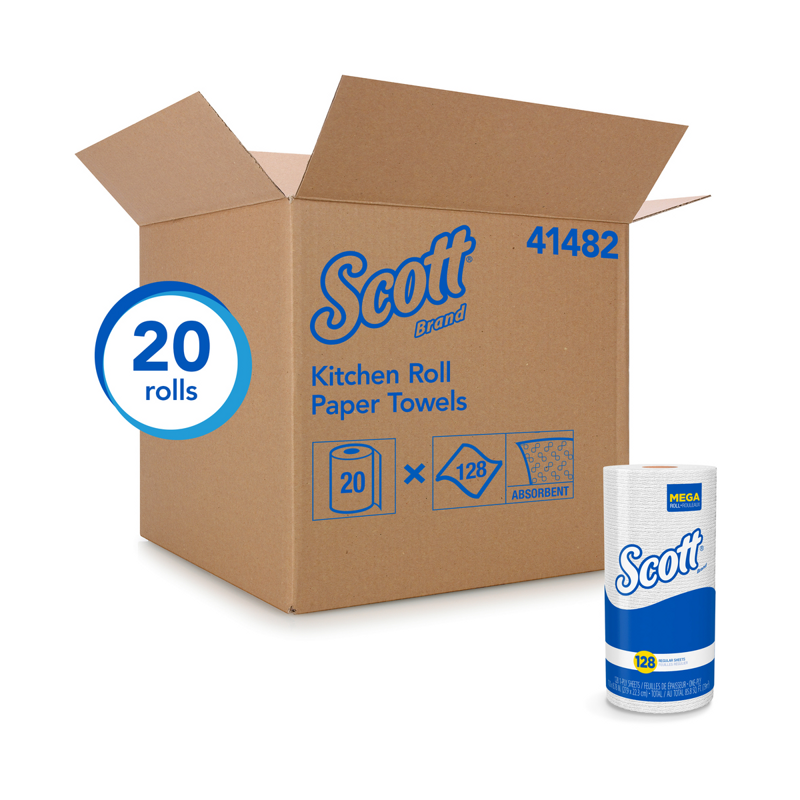 20 Rolls/125 Sheets/roll 2 Ply Scott Perforated Kitchen Towel