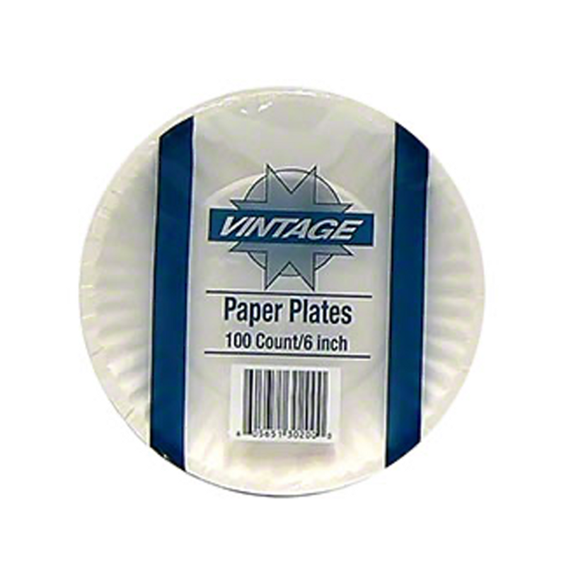10/100 6" White Paper Plates