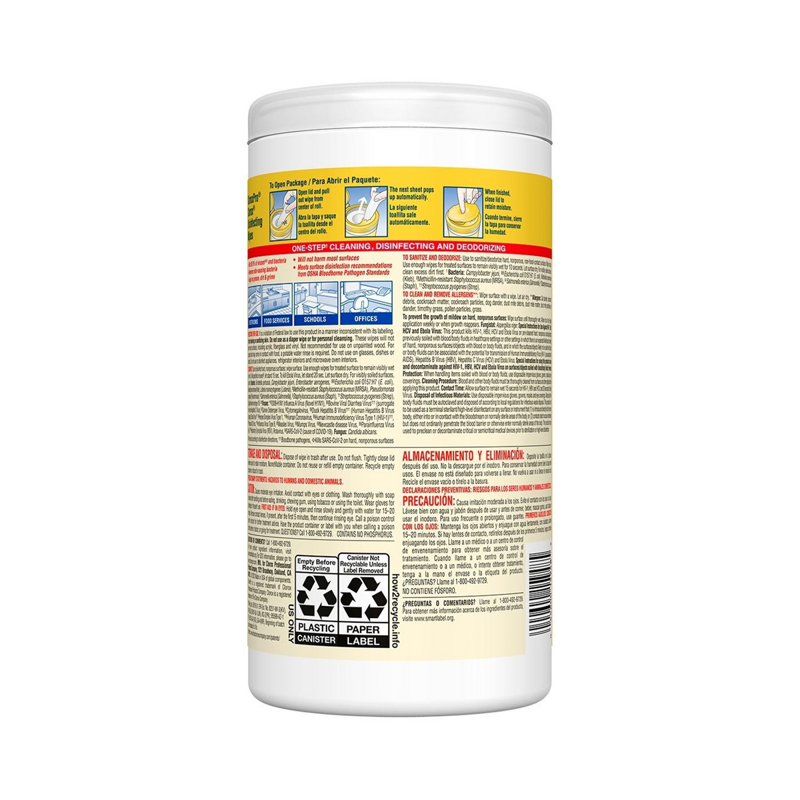 6/75 CloroxPro Clorox Disinfecting Wipes, Crisp Lemon Scent