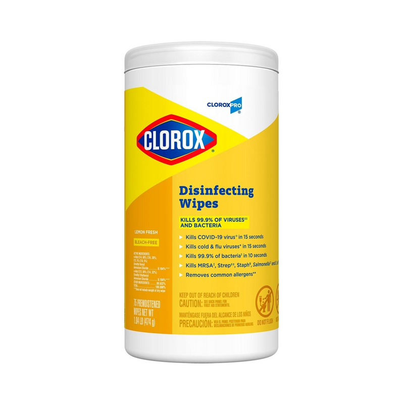 6/75 CloroxPro Clorox Disinfecting Wipes, Crisp Lemon Scent