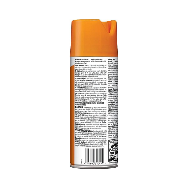 12/14oz Cans CloroxPro 4 in One Disinfectant & Sanitizer Aerosol, Citrus