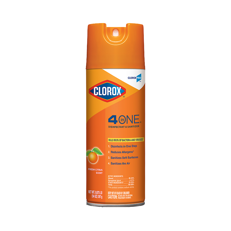 12/14oz Cans CloroxPro 4 in One Disinfectant & Sanitizer Aerosol, Citrus