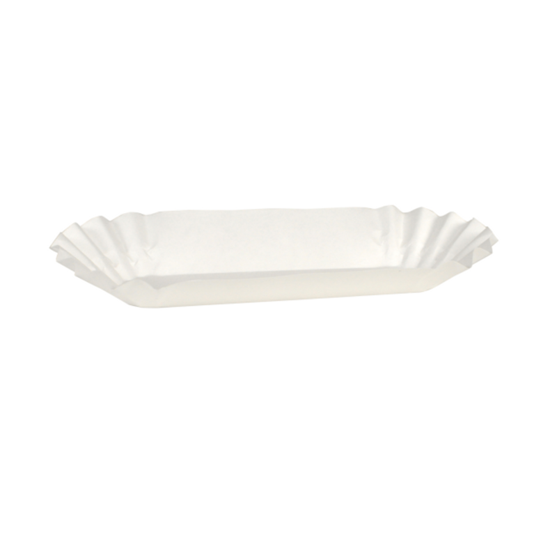 6/500 Hoffmaster Medium Weight Fluted Hot Dog Tray 6", White