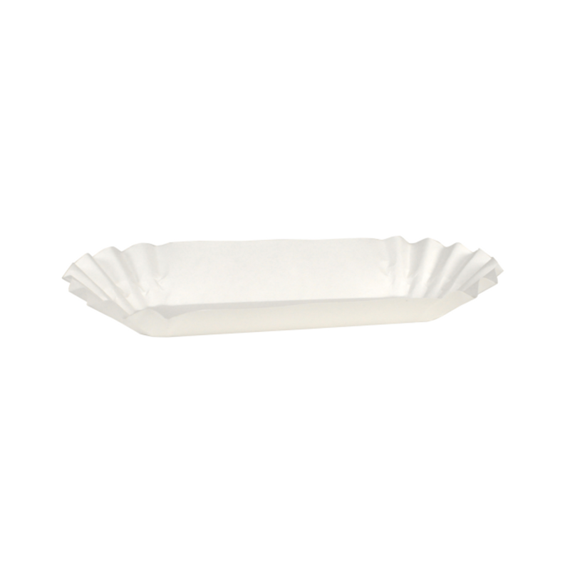 500/pack Hoffmaster Medium Weight Fluted Hot Dog Tray 6", White