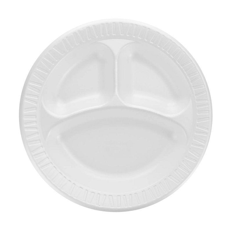 500/cs Dart White 10 3/4" Compartment Plate