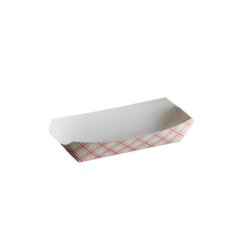 1000/cs 7" Red Plaid Hot Dog Tray