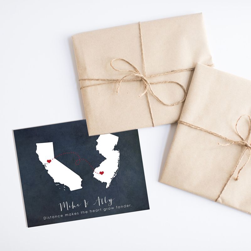 Two State Silhouette Map Art - Textured Background