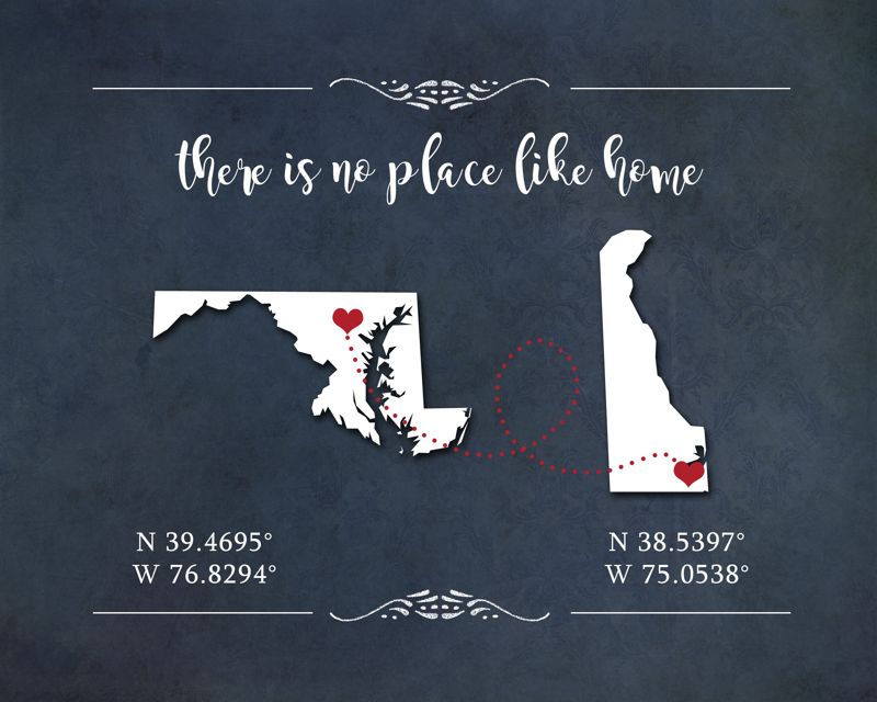 Two State Silhouette Map Art with Coordinates