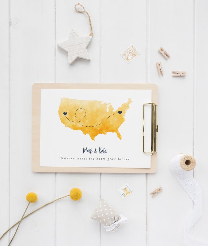 USA Silhouette Map Art - Watercolor