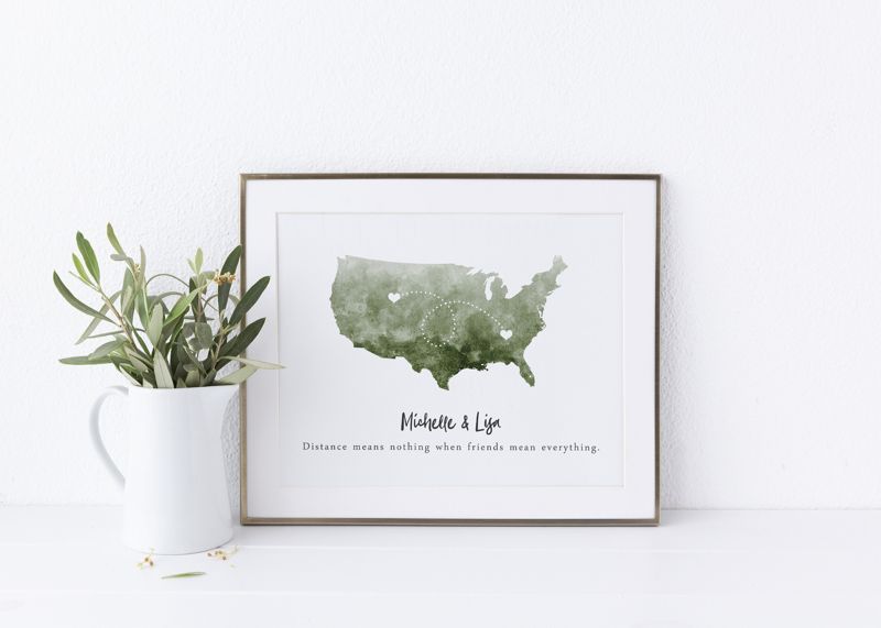 USA Silhouette Map Art - Watercolor