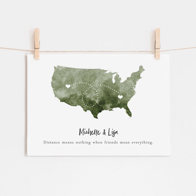 USA Silhouette Map Art - Watercolor