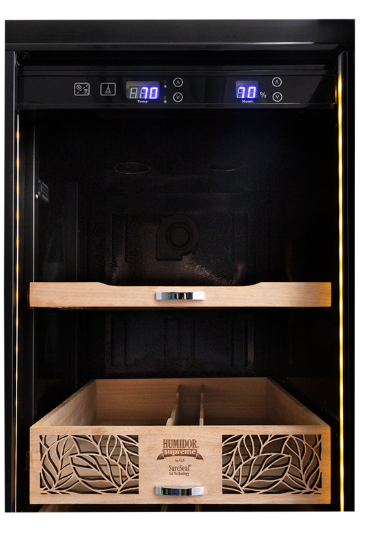 9200 Series Double door Electronic Humidor. Black
