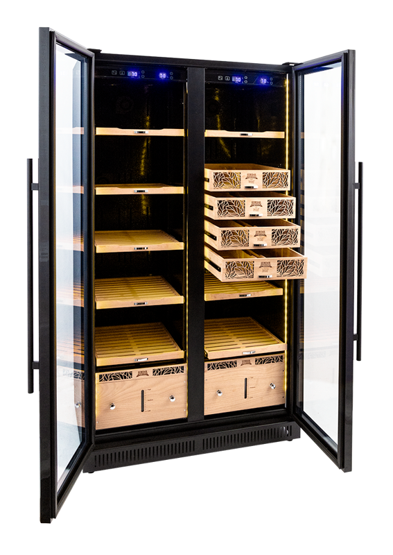 9200 Series Double door Electronic Humidor. Black