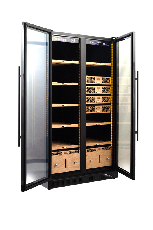 9200 Series Double door Electronic Humidor. Black