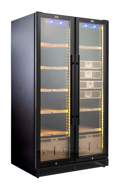 9200 Series Double door Electronic Humidor. Black