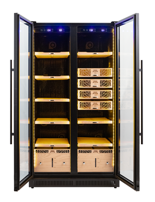 9200 Series Double door Electronic Humidor. Black