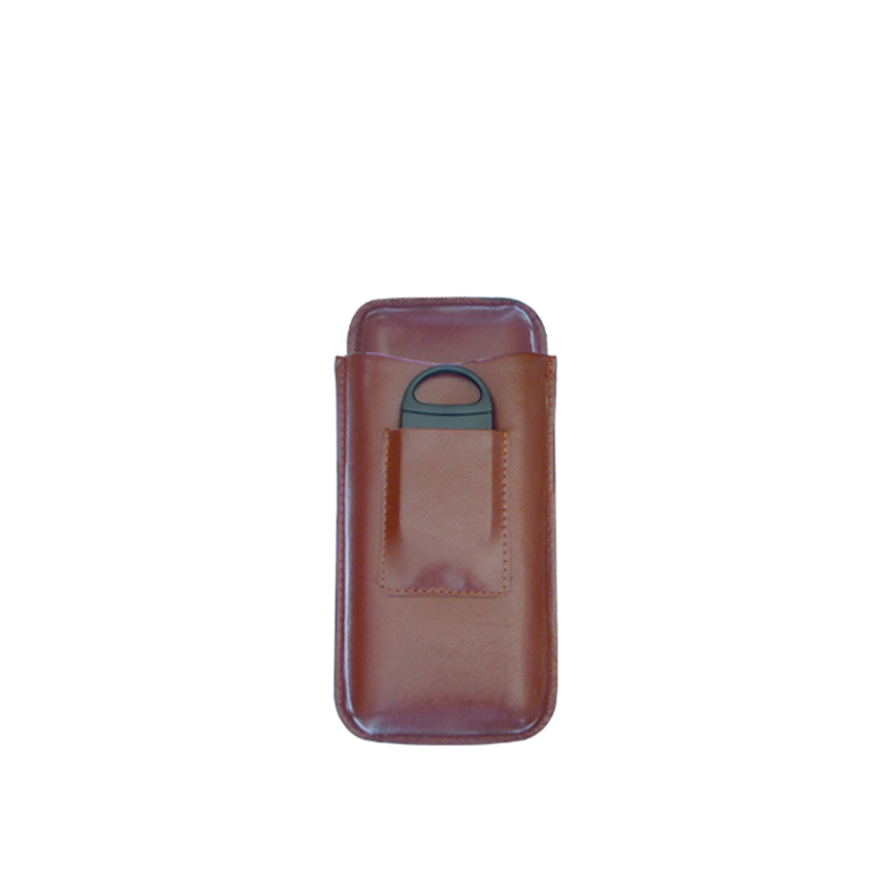 Three-Cigar Case With Cutter Brown 3 FINGER