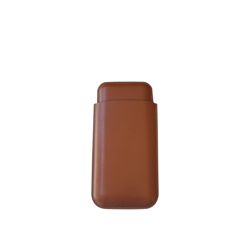 Three-Cigar Leather Case Brown 2 FINGER