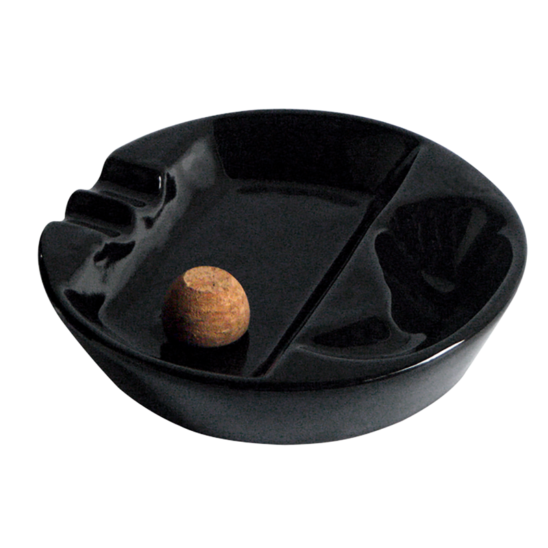 Ceramic Pipe Ashtray Black 4 SINGLE RACK