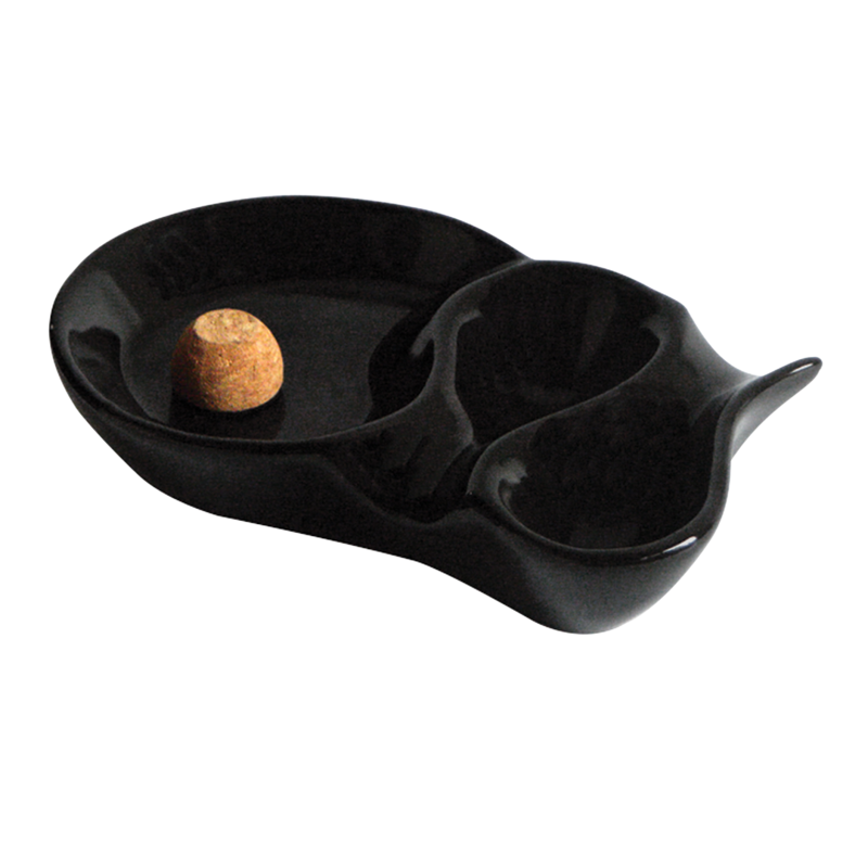 Ceramic Pipe Ashtray Black 3 DOUBLE RACK