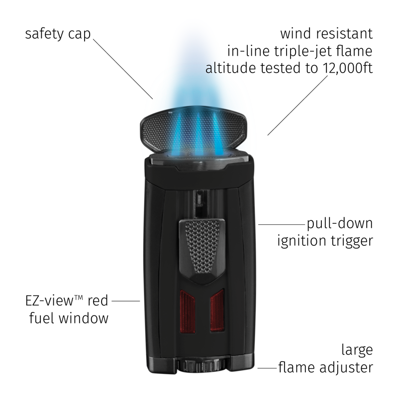 XIKAR® HP3 Lighter MATTE BLACK TRIPLE