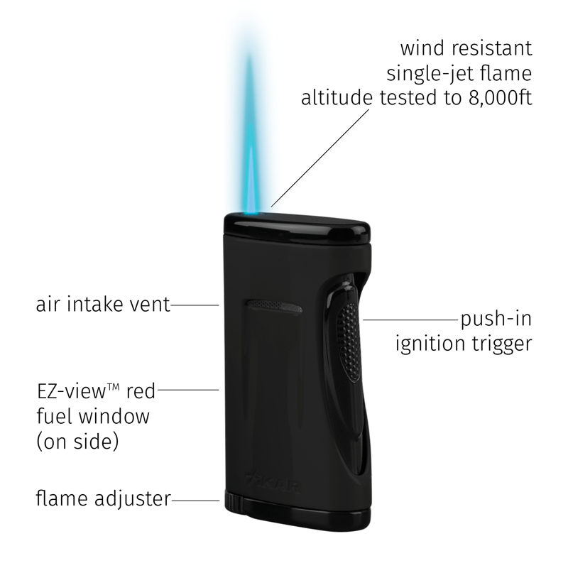 XIKAR Xidris Single-jet Flame Lighter Black SINGLE