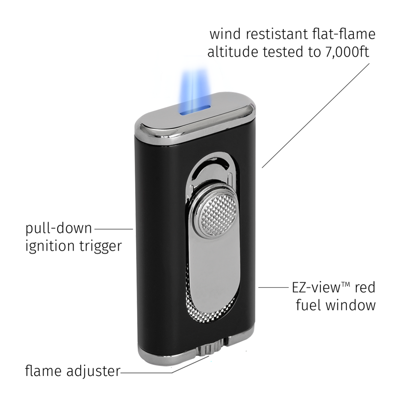 XIKAR® Verano Flat-flame Lighter Black FLAT