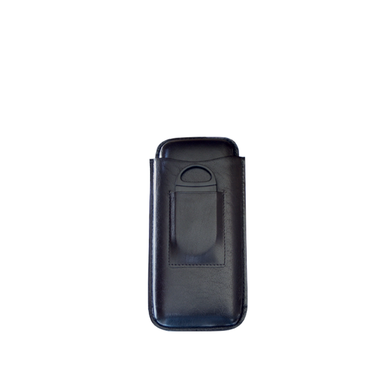 Three-Cigar Case With Cutter Black 3 FINGER