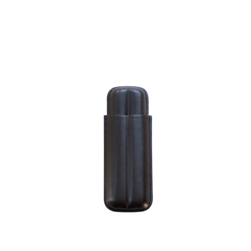 Two (2) Cigar Leather Case Black 2 FINGER