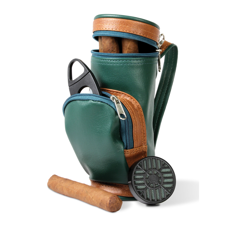 Golf Bag Humidor Green & Tan TRAVEL