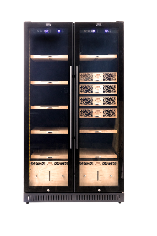 9200 Series Double door Electronic Humidor. Black