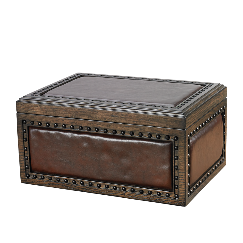 Humidor Supreme® Nottingham WOOD AND BROWN LEATHER LARGE HUMIDOR (75CT+)