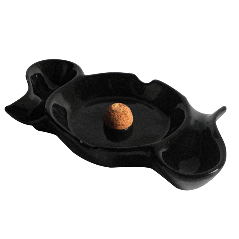 Ceramic Pipe Ashtray Black 3 DOUBLE RACK