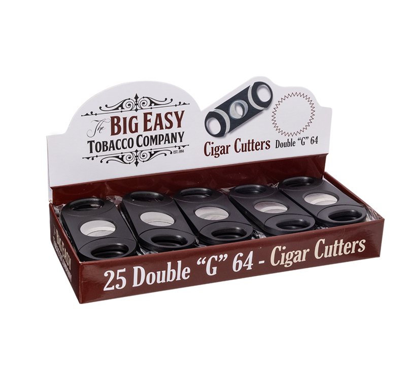 The Big Easy Tobacco Co®  Double "G" Cigar Cutter, 64 Ring Gauge Black DISPLAY BOX