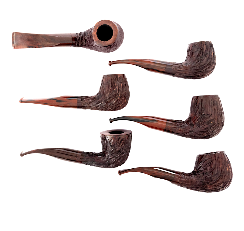 Pipes | Hanseatic Spirit Pipe Set Brown-red figured with Cumberl stems PACK OF 6