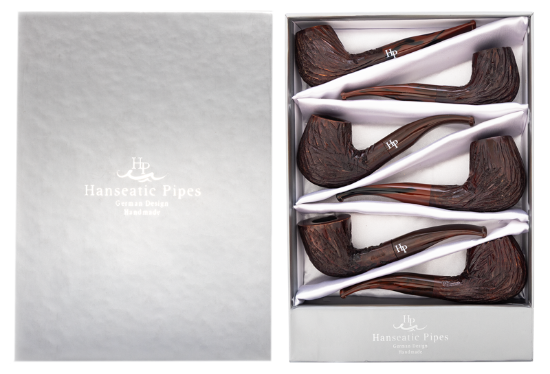 Pipes | Hanseatic Spirit Pipe Set Brown-red figured with Cumberl stems PACK OF 6