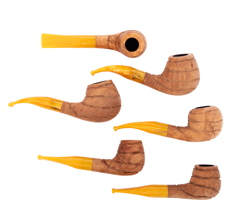 Pipes | Hanseatic Spirit Pipe Set Natural Polish, Yellow Stems PACK OF 6